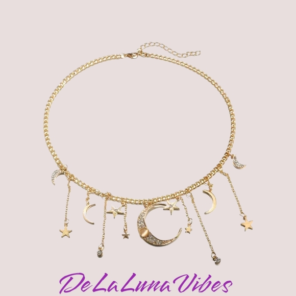 Moon Necklace - New - Gold Tone - Picture 2 of 6